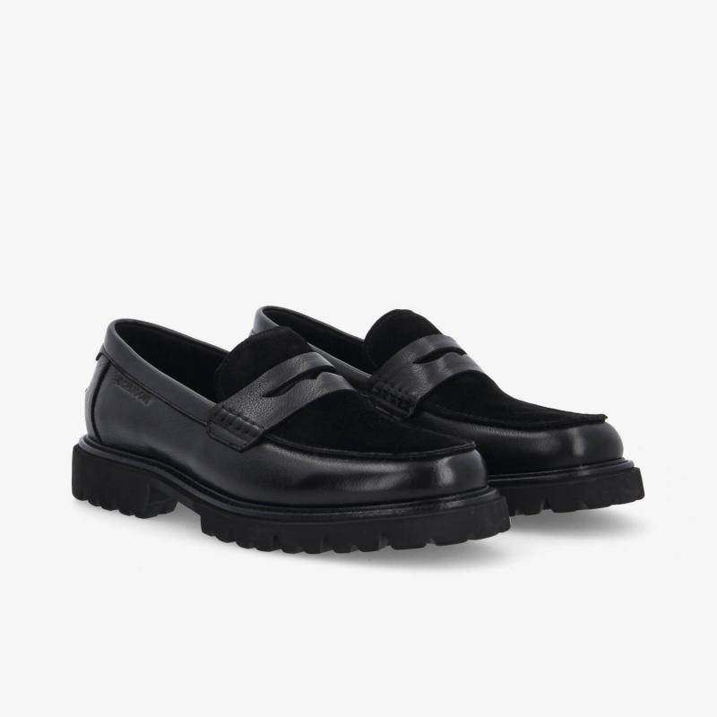 JOHNNY LOAFER M - GRAIN LTR/SUEDE - BLACK